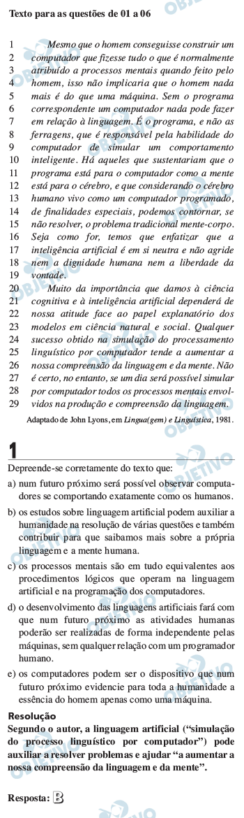 Resolução Comentada - Questão 01