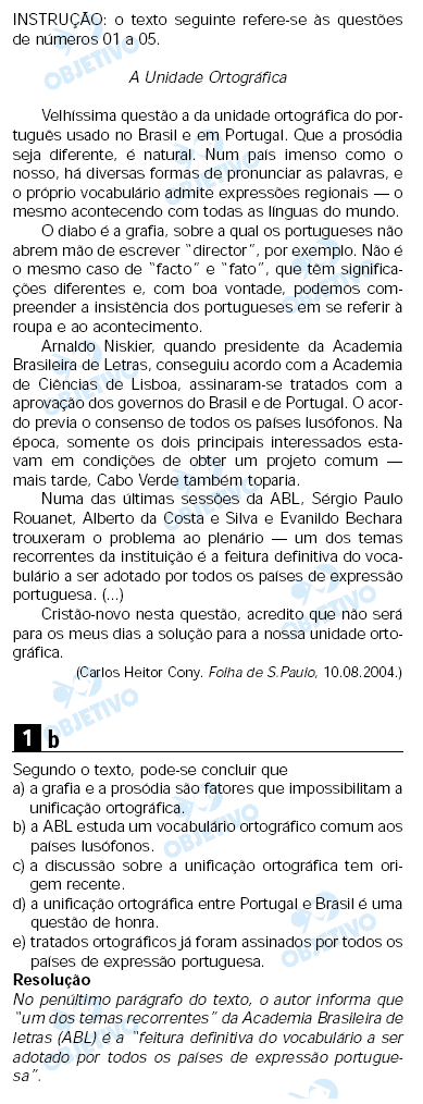 Resolução Comentada - Questão 01