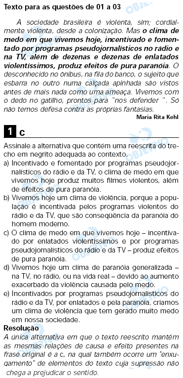 Resolução Comentada - Questão 01
