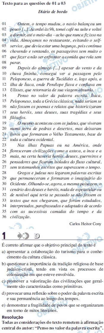 Resolução Comentada - Questão 01